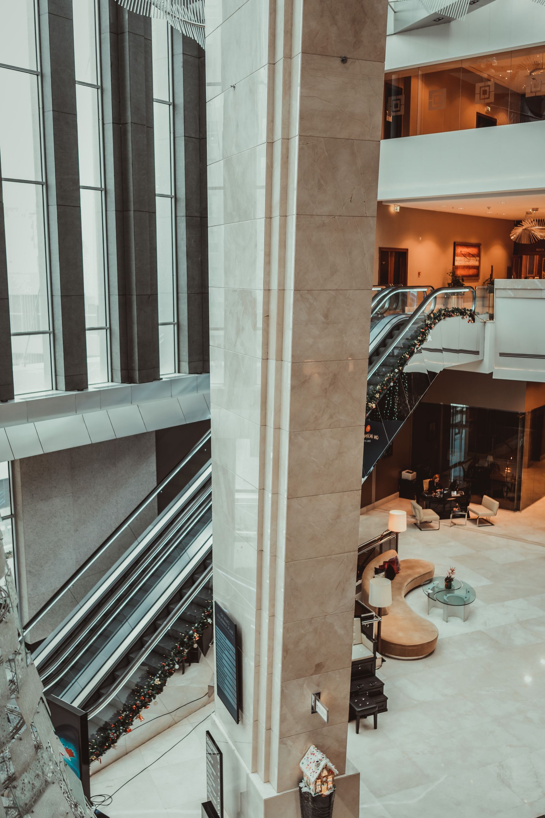 Double-height arrival lobby